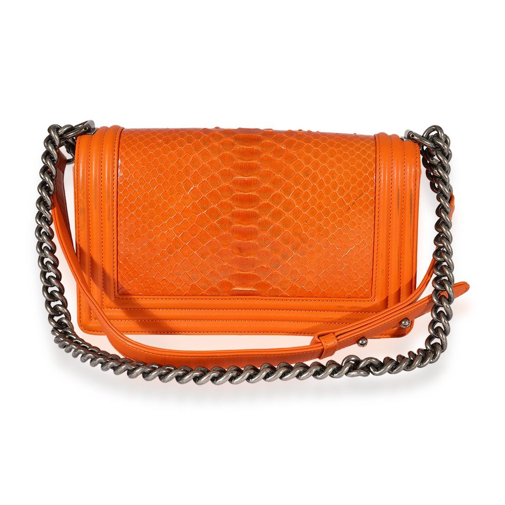 Chanel Orange Python Medium Boy Bag - Picture 5 of 8